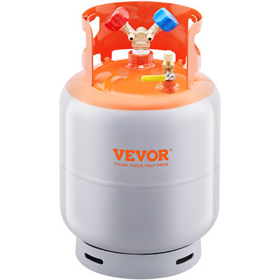 Réservoir de récupération de réfrigérant, capacité de 50 lb, réservoir portatif 400 psi avec valve en Y pour liquide / vapeur, boîte de récupération à haute étanchéité pour R22 / R134A / R410A, orange + gris
