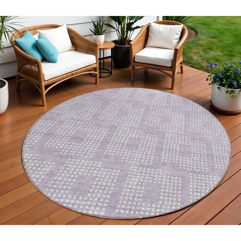 Tapis rond lavable et ivoire 8 po