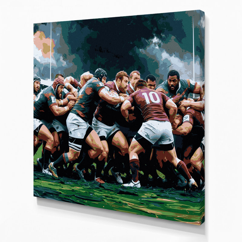 Sports Rugby Black Canvas Wall Art, 32" H x 32" W