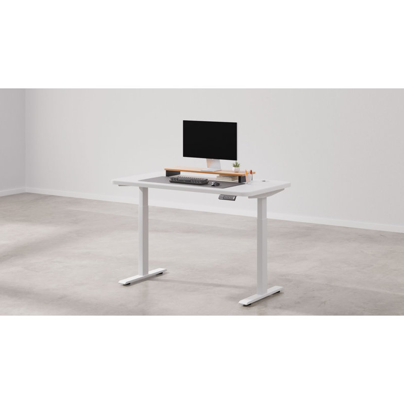 Liath Adjustable Metal Base Standing Desk, White