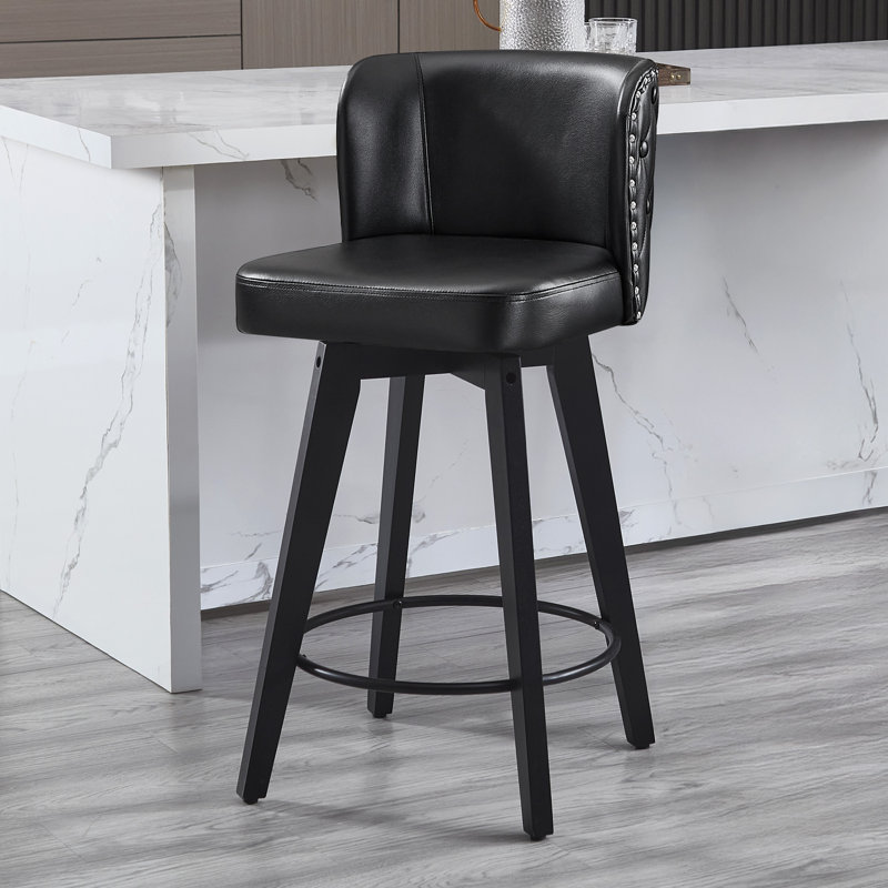 Tabouret de comptoir pivotant rembourré, Noir, noir, noir, noir
