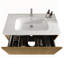 Meuble-lavabo rayé en chêne naturel avec lavabo en céramique blanche, conception flottante murale pour salle de bain moderne, pré-assemblé