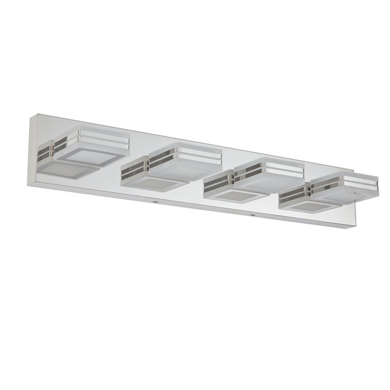 Luminaire en acrylique à intensité variable pour salle de bain à 4 lumières DEL (gradateur non inclus), Chrome