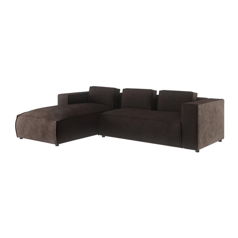  Cord Corner Chaise Sofa, Left Hand Facing, Dark Brown