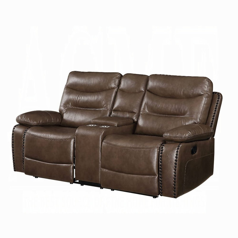 Causeuse en cuir brun Aashi, Brun