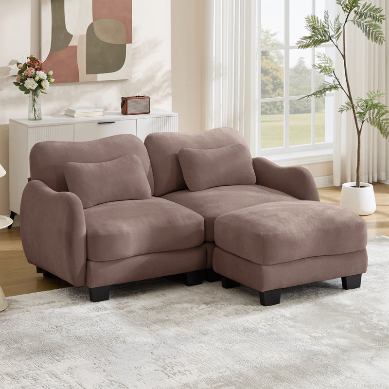 Sofa With Movable Ottoman, Rose Dust