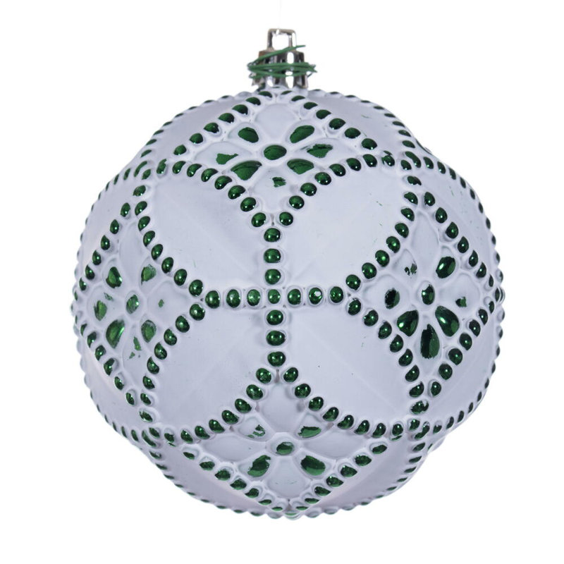 Ensemble d'ornement Etch Antique White Brush., Vert émeraude, H 4 po x l 4 po x P 4 po