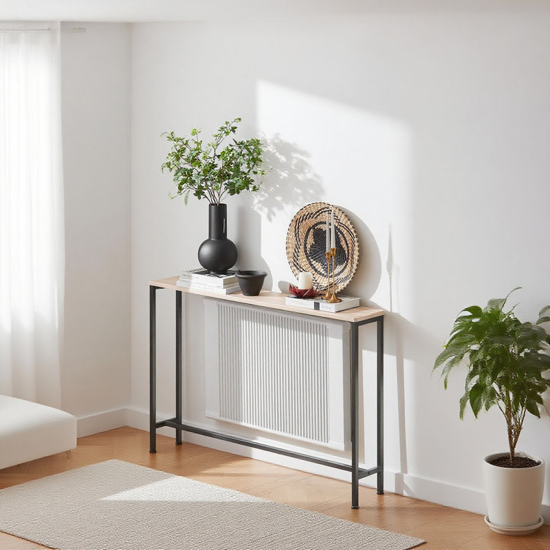 Abingt 120cm Console Table, Black, 80cm H x 120cm W x 20cm D, Light Wooden Effect