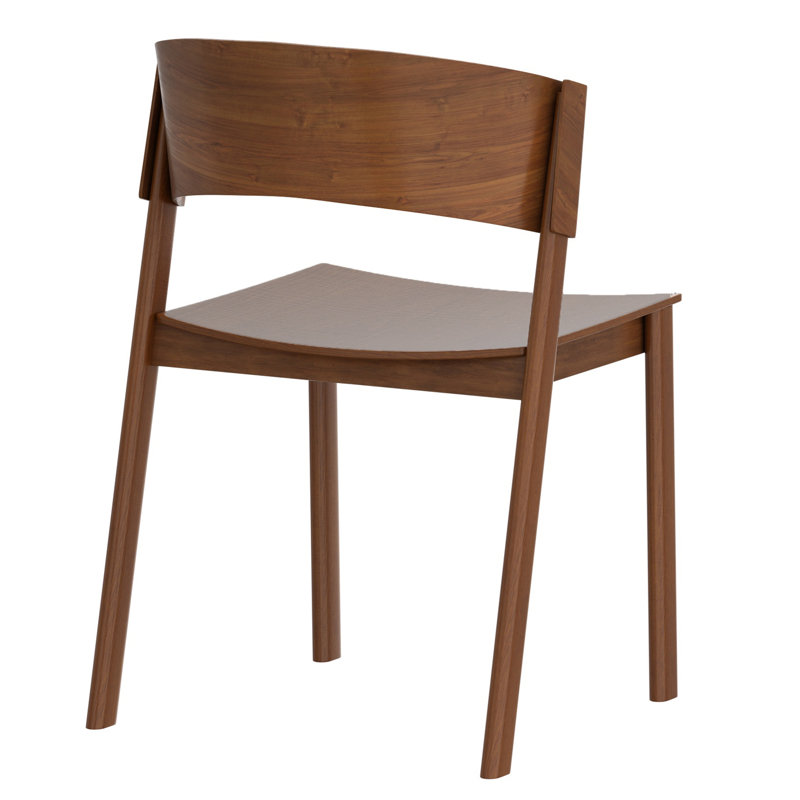 Chaise de salle à manger Mid-Century moderne en bois massif et placage, ensemble de 2, Noyer