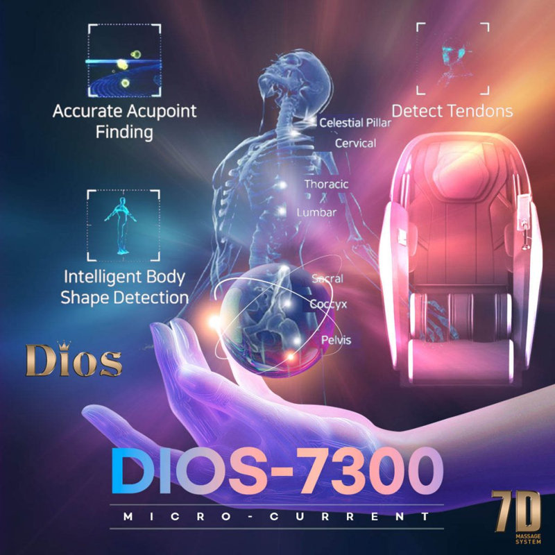 Dios Massage Chair 7d Dual Core Air Roller Sl-track With 3d Calf Kneading Dios-7300 Black