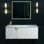Meuble-lavabo mural flottant blanc de 48 po x 22 po Eden avec lavabo sous-comptoir simple en céramique et comptoir en pierre d'ingénierie blanche