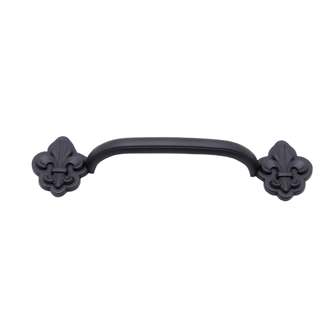 Fleur De Lis 3 3/4" Center to Center Arch Pull Buck Snort Lodge