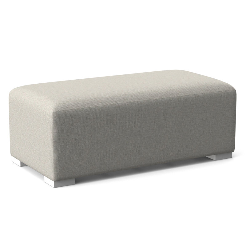 Campos Upholstered Ottoman, White Performance Fabric; 0851-94, Flax