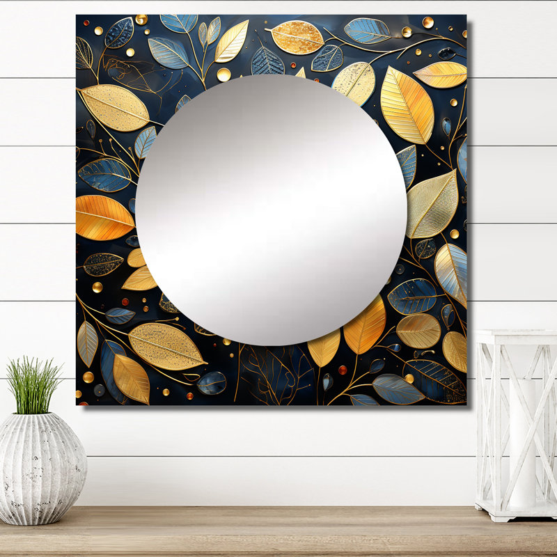 Miroir mural de salon Lillea - Leaves, 23 po x 23 po