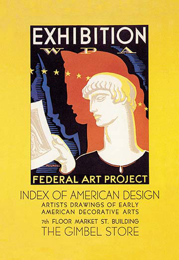" WPA Federal Art Project: Index Of American Design " by Katherine Milhous, 42" H x 28" W x 1.5" D