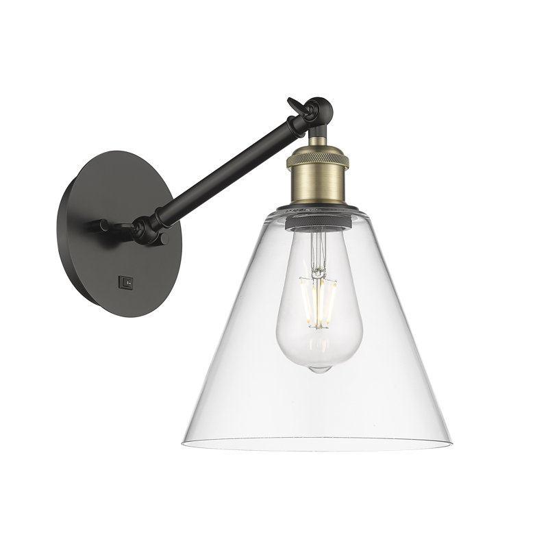 Shauna Armed Sconce, LED, Clear, Black/Antique Brass