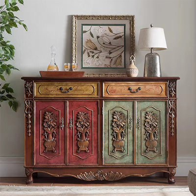 American Vintage Shoe Cabinet Side Cabinet 28 Pair Shoe Storage Cabinet