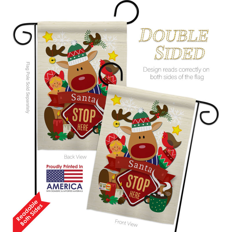 Ensemble de drapeaux en polyester 19 x 13 po Santa Stop Here
