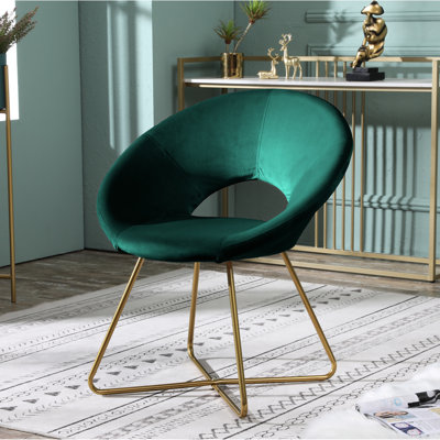 Chaise en velours soyeux, base en métal de ton or, support courbé confortable, élément de protection du sol, chaise de l 28 po x P 25,5 po avec base à finition stable - design élégant
