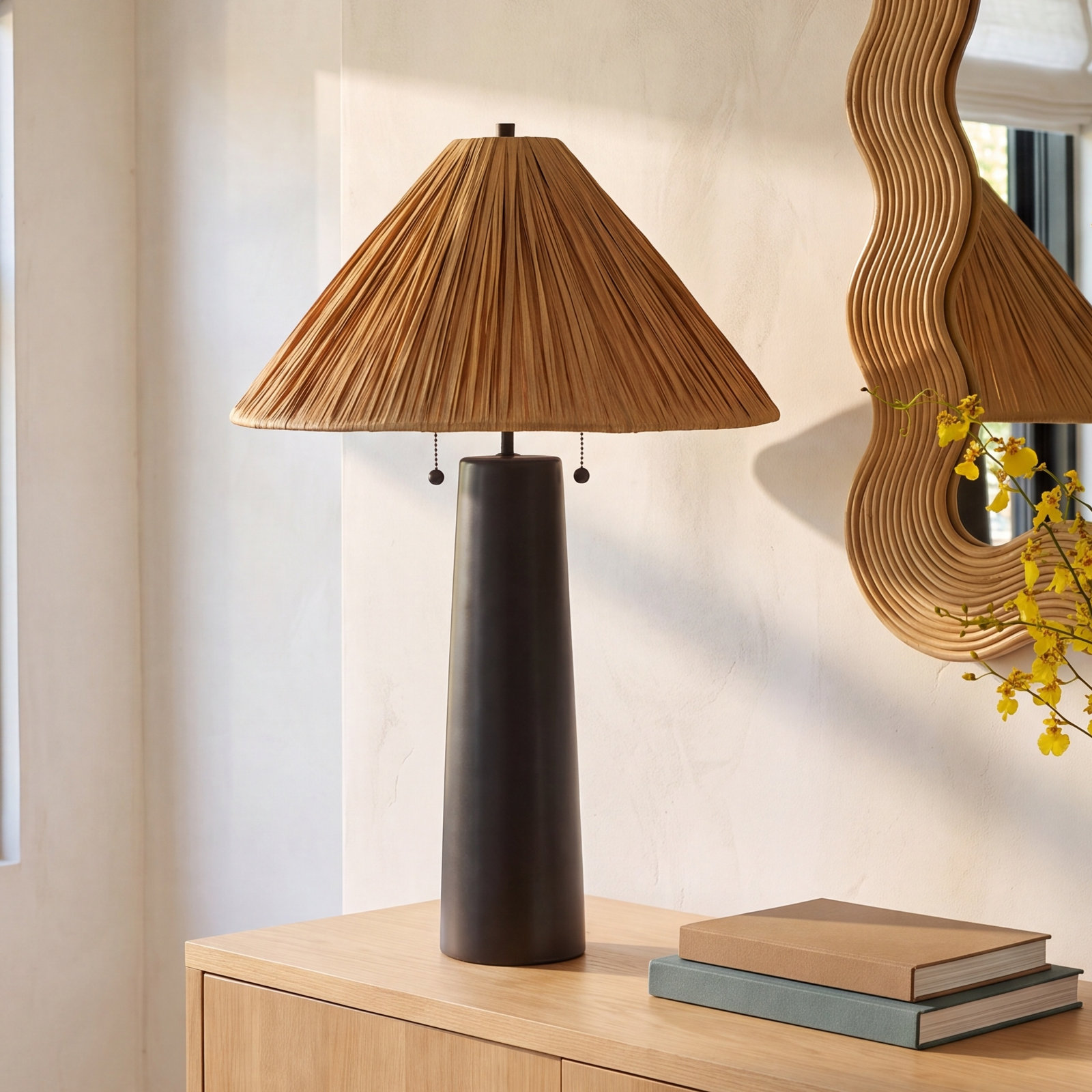 Latitude Run® Table Lamp, Black, Beige