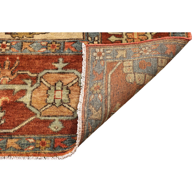 High-Quality Hand-Knotted Rust And Red Area Rug, Rectangle 10' x 14'