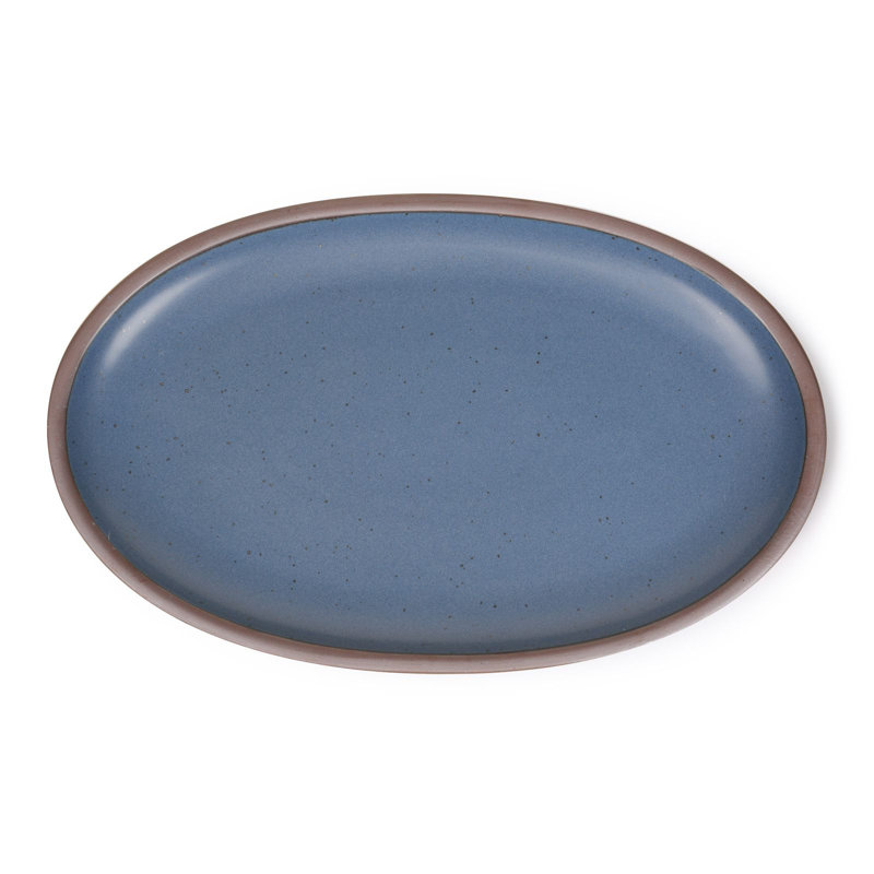 Oval Platter, White/Blue
