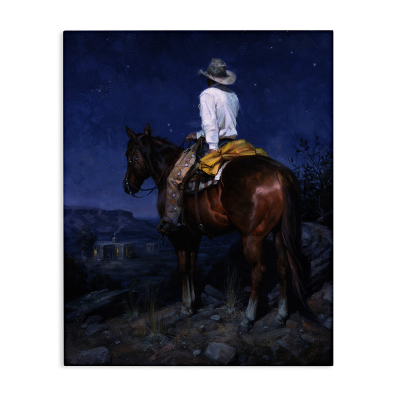 «Horse & Cowboy at Night», art mural par Jack Sorenson, H 40 po x l 30 po