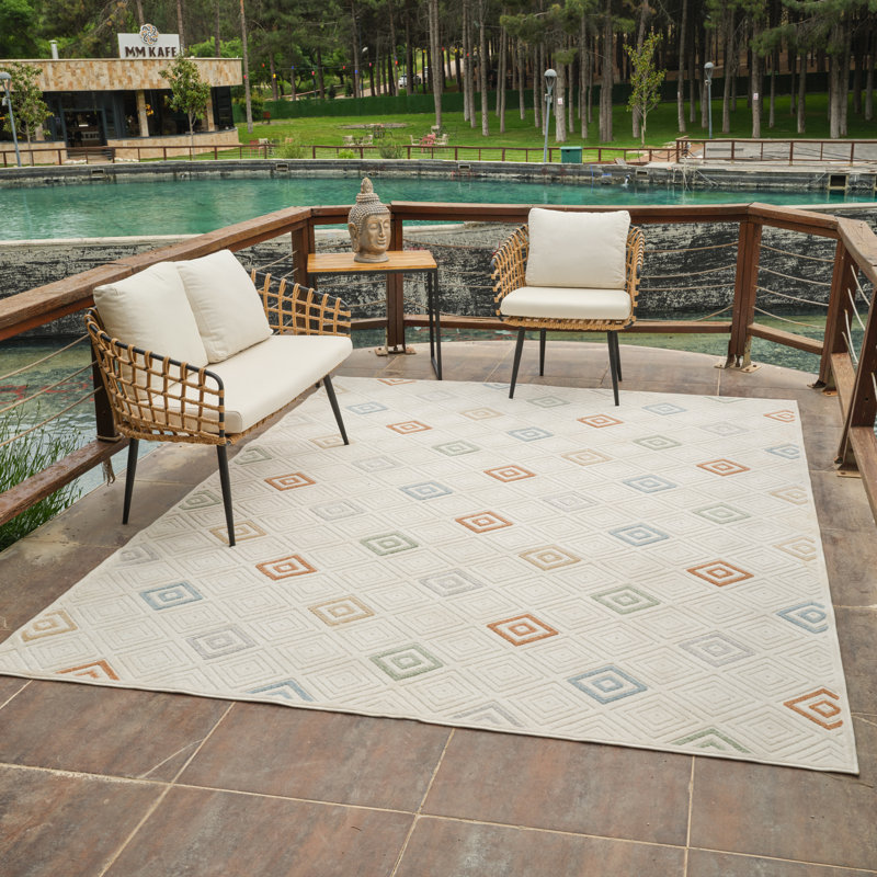 Rug Branch Kavari 5' x 7' (5'3" x 7'1") Cream/Beige Striped Indoor Area Rug, Contemporary, Low Pile, Stain-Resistant Carpet - Living Room, Bedroom, Dining Room, and Kitchen