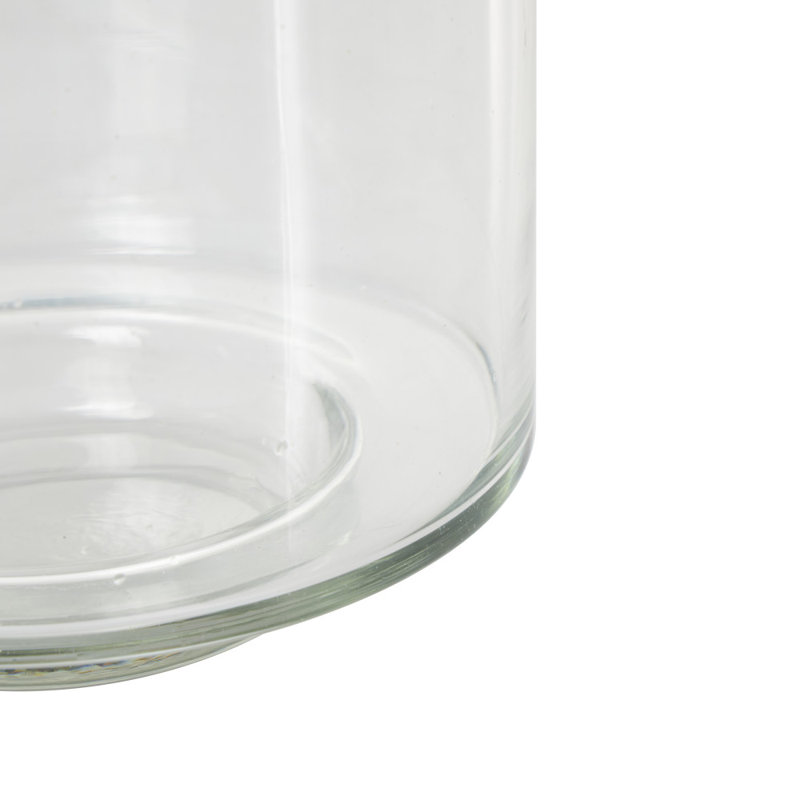 Perry And Grey Glass Wide Candle Holder With Elevated Base
