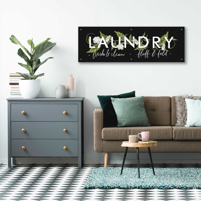 «Laundry Laundry» par House Fenway - Art textuel panoramique sans cadre, H 16 po x l 48 po x P 0,2 po