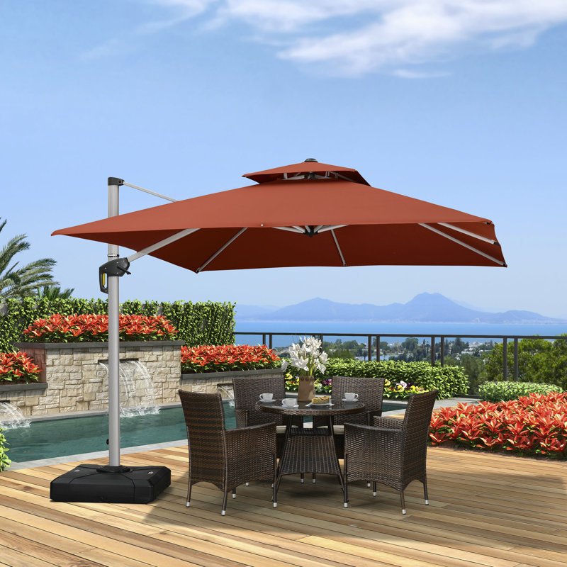 Myrtille 3.6m Square Cantilever Parasol Umbrella, Brick Red