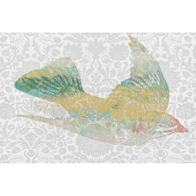 Motif d'oiseaux III, H 12 po x l 18 po x P 1,25 po