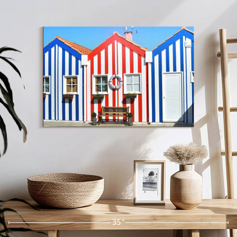 Lilie Striped Beach Huts, 32" H x 48" W