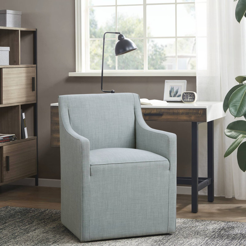 Chaise avec accoudoirs à roulettes avec jupe, Bleu