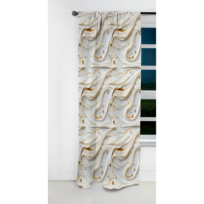 Glamorous Gold And White Marble Pearl Opulence II - Abstract Marble Blackout Curtain 1 Panels