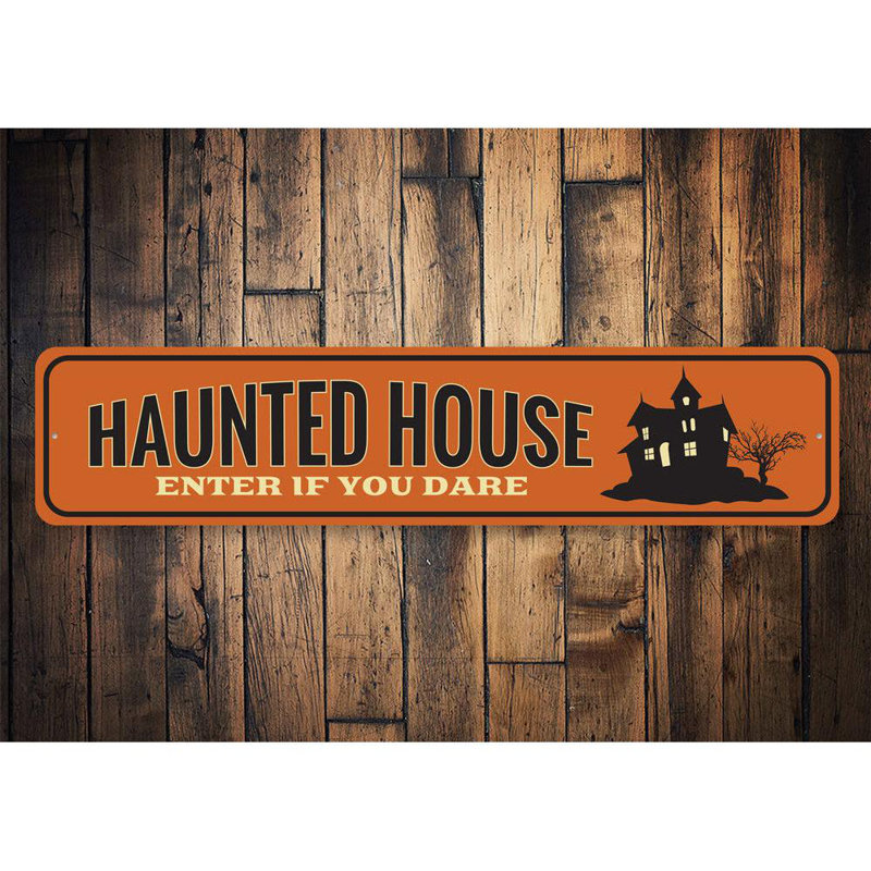 Panneau d'entrée en aluminium Haunted House, H 4 po x l 18 po x P 0,04 po