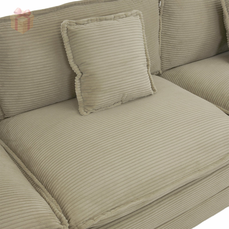 Canapé modulaire en velours côtelé avec assise très profonde, coussins à deux couches et repose-pieds mobile pour plus de confort et de flexibilité