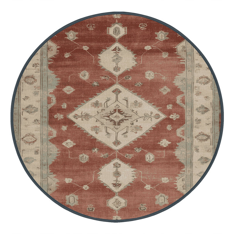 Tapis brun lavable à la machine, Rond 5 pi