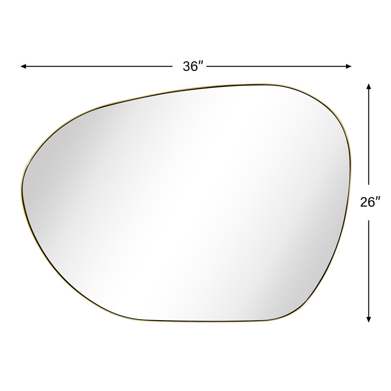 Miroir mural Bertlinde, 26 po x 36 po, Or brossé