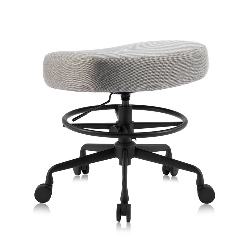 Tabouret pivotant pneumatique à roulettes 504 KALEA avec repose-pieds réglable, Matte Black, Gris