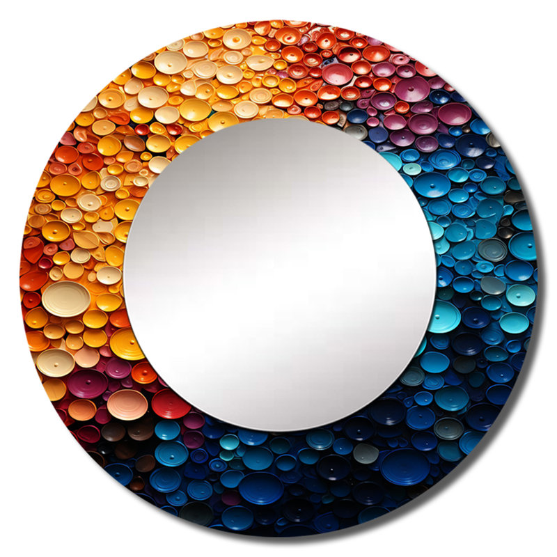 Sabiel Rainbow Infinite Intricacies - miroir mural unique arc-en-ciel, miroir traditionnel, impression d'art en métal, Rond