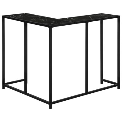 Living Room Accent Table Console - Black Marble Look Laminate & Metal, Narrow Corner Contemporary Modern Bedroom Space Saving