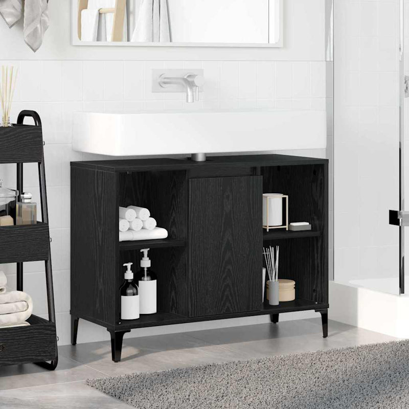 Freestanding Under Sink Cabinet, Black Oak