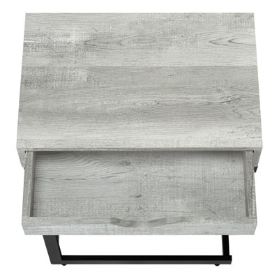 Table d'appoint, en forme de C, bout, côté, collation, tiroir de rangement, salon, chambre à coucher, métal stratifié, contemporain, moderne