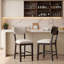 Tabouret de bar moderne en bois massif avec dossier rembourré-208064637