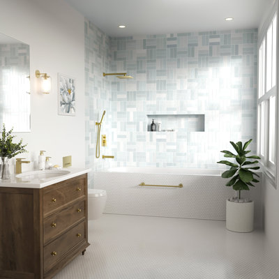 Pressure-balanced Shower System Rainfall Tub And Shower Faucet With Rough-in Valve