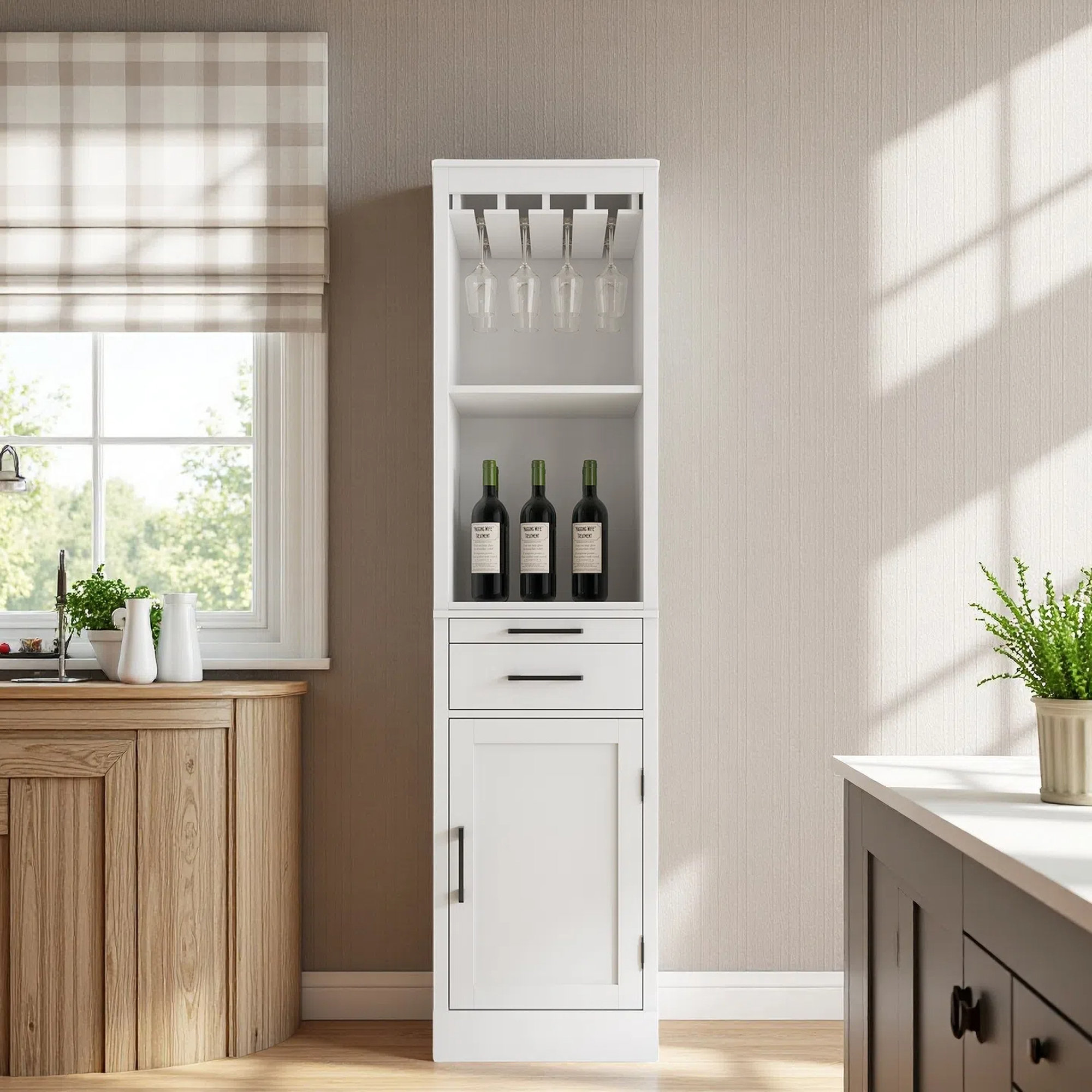 Lark Manor™ 2 Peice Modular Wine Bar Cabinet With Storage Shelves ...