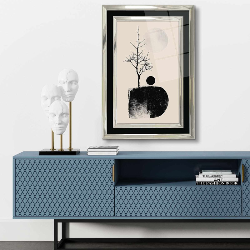 Élégante peinture décorative encadrée, 17,0 po x 25,6 po | 100% verre acrylique (épaisseur: 0,04 pouce) et cadre en bois massif (épaisseur: 1,0 pouce) | Art mural parfait pour le salon, la chambre à coucher et le bureau