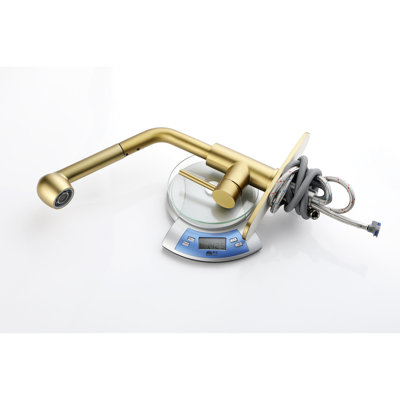 Dual Spray Single Pull-Out Laundry Faucet In Spot Gold Stainless, 360 Rotating High Nozzle, Simple Water Flow And Temperature Control, Corrosion Treatment Stainless Utility Sink With Spray, Easy Rust