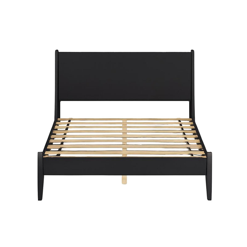 Lit plateforme Mid-Century, Noir, Grand lit